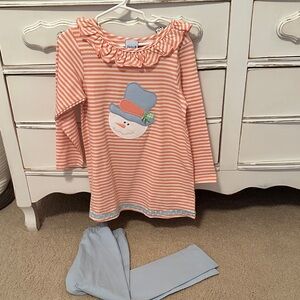 Kids Striped Snowman Matching Set